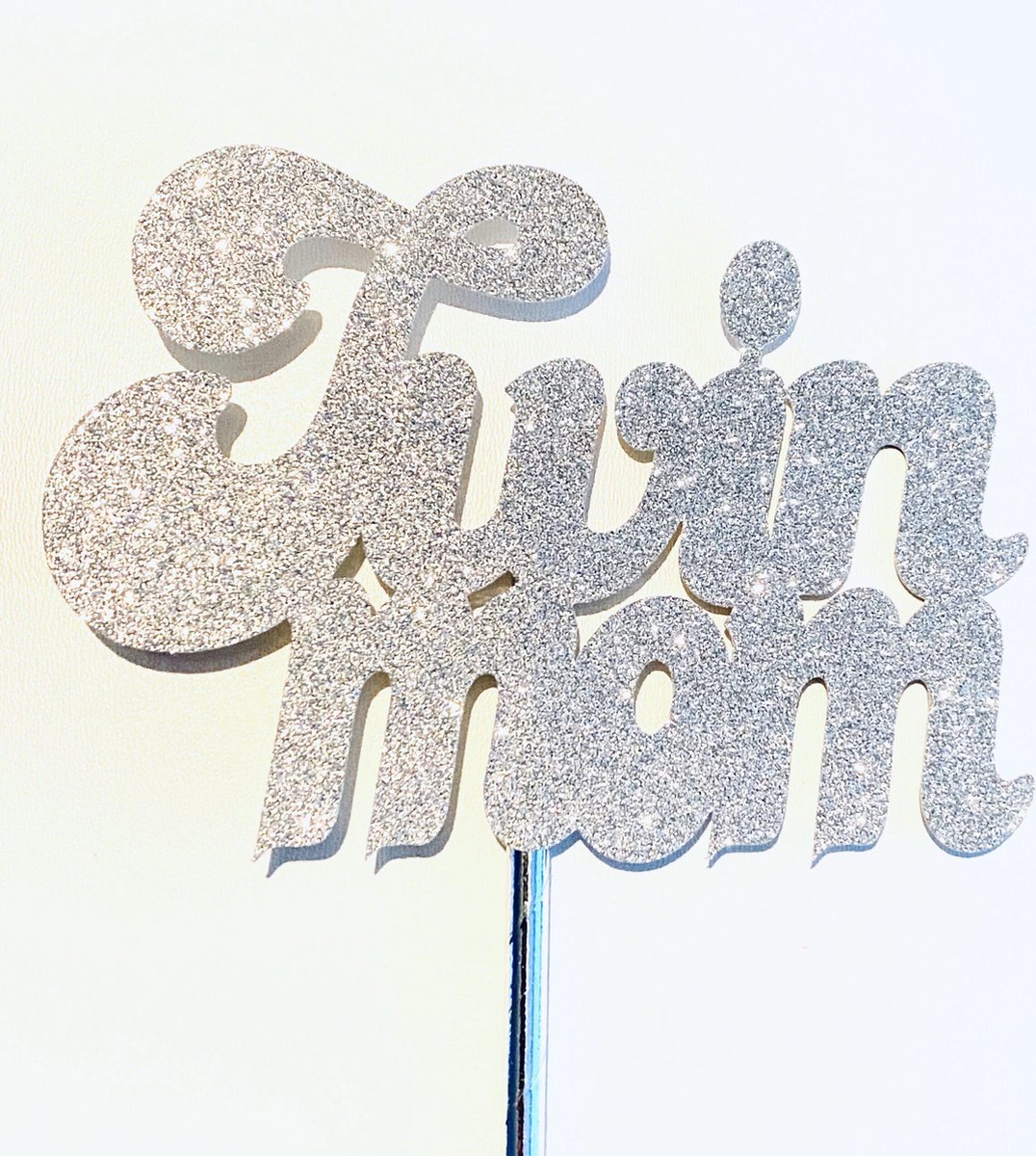 Taarttopper| Cake topper| Baby | Twin Mom| Zilver glitter|12 cm| karton